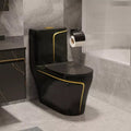 InArt Dual-Flush Siphon Flushing Rimless Elongated One-Piece Toilet (Seat Included) Rough-In Size: 12'' Black Gold - InArt-Studio-USA