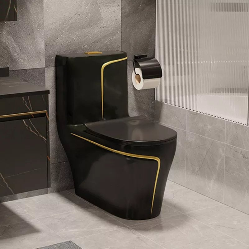 InArt Dual-Flush Siphon Flushing Rimless Elongated One-Piece Toilet (Seat Included) Rough-In Size: 12'' Black Gold - InArt-Studio-USA