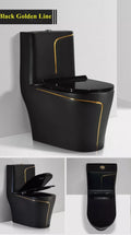 InArt Dual-Flush Siphon Flushing Rimless Elongated One-Piece Toilet (Seat Included) Rough-In Size: 12'' Black Gold - InArt-Studio-USA