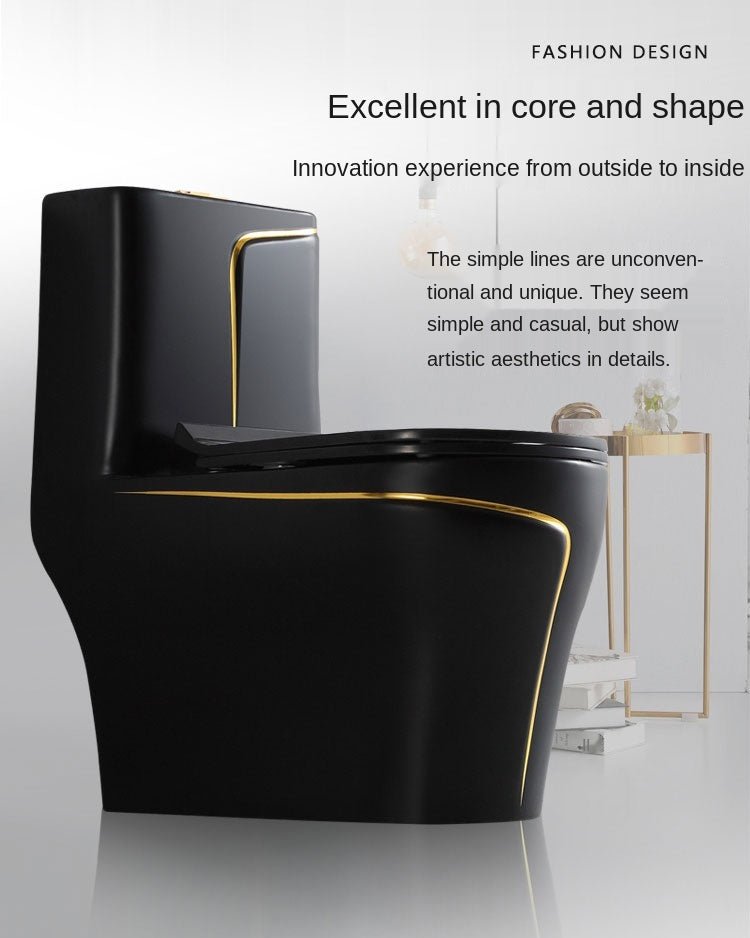 InArt Dual-Flush Siphon Flushing Rimless Elongated One-Piece Toilet (Seat Included) Rough-In Size: 12'' Black Gold - InArt-Studio-USA