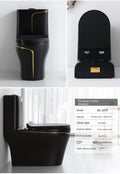 InArt Dual-Flush Siphon Flushing Rimless Elongated One-Piece Toilet (Seat Included) Rough-In Size: 12'' Black Gold - InArt-Studio-USA