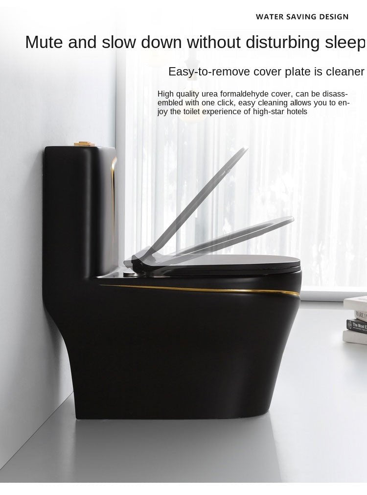 InArt Dual-Flush Siphon Flushing Rimless Elongated One-Piece Toilet (Seat Included) Rough-In Size: 12'' Black Gold - InArt-Studio-USA