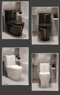 InArt Dual-Flush Siphon Flushing Rimless Elongated One-Piece Toilet (Seat Included) Rough-In Size: 12'' Black Gold - InArt-Studio-USA