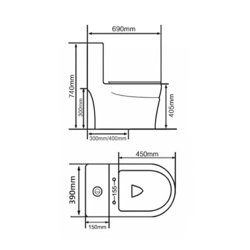 InArt Dual-Flush Siphon Flushing Rimless Elongated One-Piece Toilet (Seat Included) Rough-In Size: 12 '' Grey Matt - InArt-Studio-USA