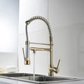 InArt Kitchen Sink Mixer Golden Finish Contemporary Kitchen Sink Pull Down Single Handle Kitchen Faucet with Multi-Function Spray Head - InArt-Studio-USA
