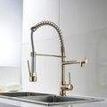 InArt Kitchen Sink Mixer Golden Finish Contemporary Kitchen Sink Pull Down Single Handle Kitchen Faucet with Multi-Function Spray Head - InArt-Studio-USA
