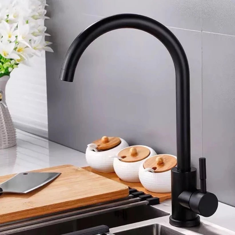 InArt Kitchen Sink Mixer Matt Black Finish Contemporary Kitchen Sink Single Handle Kitchen Faucet - InArt-Studio-USA