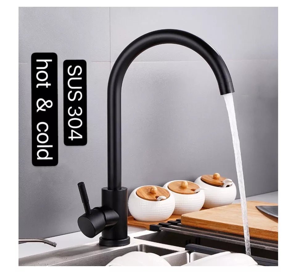 InArt Kitchen Sink Mixer Matt Black Finish Contemporary Kitchen Sink Single Handle Kitchen Faucet - InArt-Studio-USA