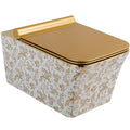 InArt Luxury Elongated Wall-Mount Toilet Rimless Flushing Ceramic - Seat Included in Gold Color - InArt-Studio-USA