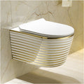 InArt Luxury Elongated White Gold Color Wall-Mount Toilet Rimless Flushing Ceramic - Seat Included - InArt-Studio-USA