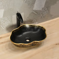 InArt Oval Matt Black Golden Color Bathroom Ceramic Vessel Sink Art Basin 50 x 38 CM - InArt-Studio-USA