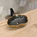 InArt Oval Matt Black Golden Color Bathroom Ceramic Vessel Sink Art Basin 50 x 38 CM - InArt-Studio-USA