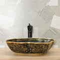 InArt Oval Matt Black Golden Color Bathroom Ceramic Vessel Sink Art Basin 50 x 38 CM - InArt-Studio-USA