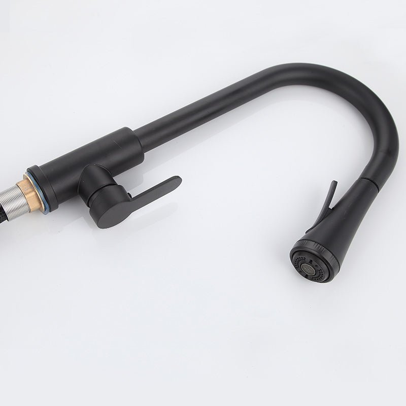 InArt Pull Down Single Handle Kitchen Faucet with TurboSpray and FastMount in Black Matt - InArt-Studio-USA