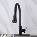 InArt Pull Down Single Handle Kitchen Faucet with TurboSpray and FastMount in Black Matt - InArt-Studio-USA