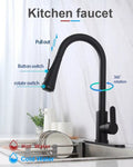 InArt Pull Down Single Handle Kitchen Faucet with TurboSpray and FastMount in Black Matt - InArt-Studio-USA