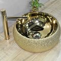 InArt Round Bathroom Ceramic Vessel Sink Art Basin in Gold Color - InArt-Studio-USA