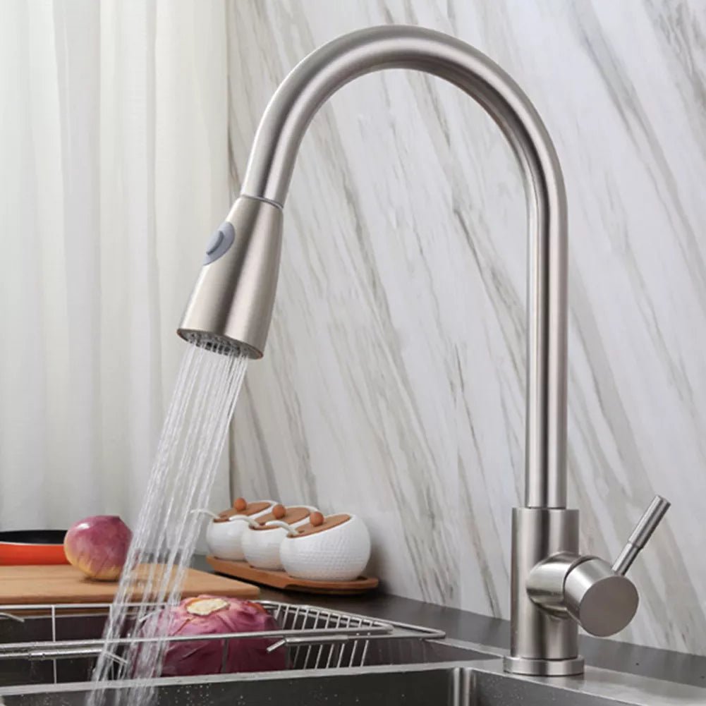 inart kicthen sink faucet in brush chrome finish