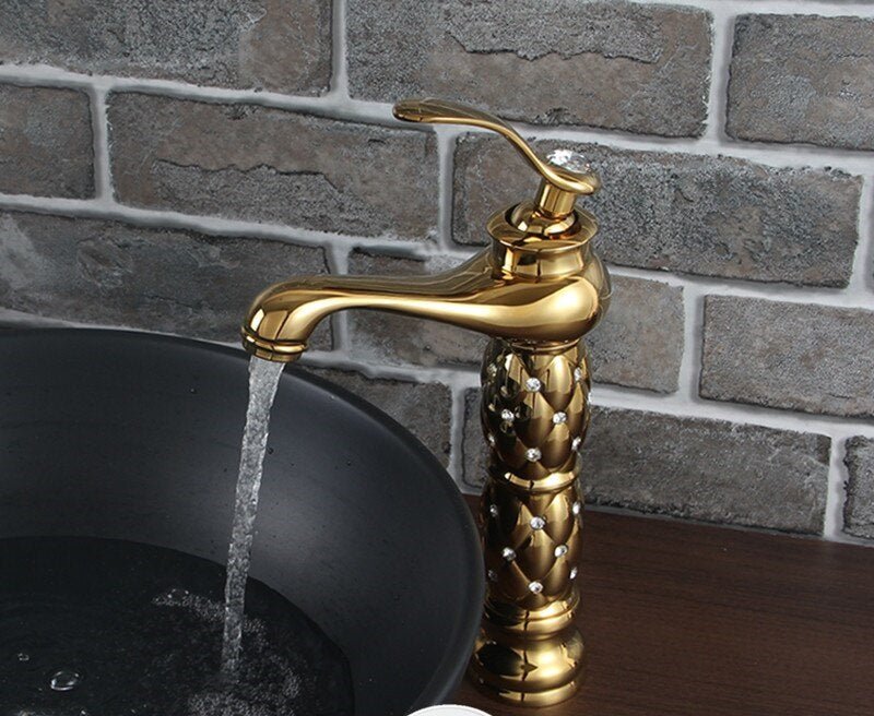high arc gold white faucet